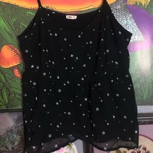 🎀🎀Hollister woven black tank top with stars